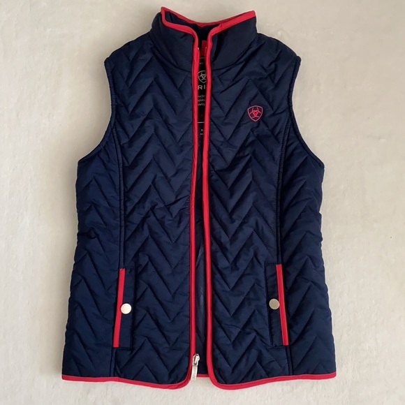 Ariat | Ashley Quilted Insulated Equestrian Riding Vest Navy Eclipse/Pink (S/8) - Picture 9 of 16
